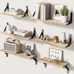 Pipishell Floating Shelves Set of 6, Wood Floating Shelves for Wall Decor, Rustic Farmhouse Wall Shelves for Bedroom, Bathroom Shelves for Wall Storage, Book Shelves for Living Room