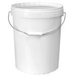 25 LITRE PLASTIC BUCKET WITH LID AND METAL HANDLE, HARD WEARING BUCKET