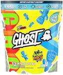 GHOST Hydration Packets, Sour Patch Kids Blue Raspberry, 12 Sticks, Electrolyte Powder - Drink Mix Supplement with Magnesium, Potassium, Calcium, Vitamin C - Vegan, Free of Soy, Sugar & Gluten