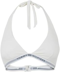 Tommy Hilfiger Women's Triangle Bikini Top, Removable Padding, White (Ivory), Large