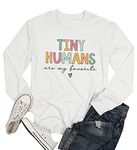 TSIIUO Women's Tiny Humans are My Favorite Sweatshirt Funny NICU Nurse Shirt Nurse Life Long Sleeve Tops Casual Tees, White, Large