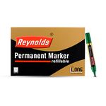 Reynolds Permanent Marker Bold For Office And Home Use I Leak Proof Marker Pens With Unique Tip Stopper System -10Ct Green,(Pmmarker10Ctgreen)