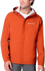 Free Country Men's Waterpoof Rain Jacket X2O Windproof and Adjustable Hooded Jackets Raincoat for Hiking Running-Spectator-Harris Orange-Size S