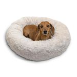 Best Friends by Sheri Donut Cuddler in Lux Fur Dog Bed/Cat Bed, 23"X23", Oyster