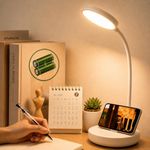 SaleOn 2400mAh Battery Rechargeable LED Desk Lamp with USB Type-C | 6 Month Warranty | 3 Lighting Modes | Touch Control | Eye Protection | Mobile Holder | Foldable Study & Reading Lamp