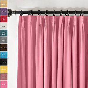 ChadMade Pinch Pleat 120W x 84L Room Darkening Velvet Curtain Drapery Panel for Traverse Rod or Track, Living Room Bedroom Meetingroom Club Theater Patio Door (1 Panel), Rose