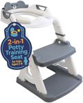 BAMBINAO 2-in-1 Potty Training Seat: Kids Potty Training Toilet, Toddler Step Stool for Boys Girls! Toddler Toilet Seat with Splash Guard, Anti Slip Pad & 5 Levels Height Adjustable! (Gray)