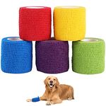 5 Rolls Pet Vet Wrap for Dogs Cats and Horse Self Adherent Bandage 2inch No Woven Elastic Cohesive Tapes for Finger, Sports and Stretch Athletic