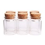 Danmu Art 6 pcs 30ml 37mm x 50mm Glass Jars with Cork Stoppers Mini Glass Bottles Glass Storage Preserving Jars