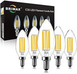 BRIMAX E14 LED Candle Bulb Dimmable 6w 60W Equivalent Warm White 2700K SES(Small Edison Screw) LED Chandelier Bulbs C35 Vintage Filament Energy Saving Candelabra Light Bulb 5 Packs