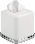 InterDesign York Bath Collection, Facial Tissue Box Cover/Holder for Bathroom Vanity Countertops - White