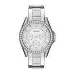 Fossil Watch for Women Riley, Quartz Multifunction Movement, 38 mm Silver Stainless Steel Case with a Stainless Steel Strap, ES3202