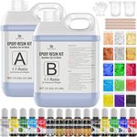 Epoxy Resin Starter Kit - 1 Galon Epoxy Resin with Alcohol Ink, Metallic Ink, Resin Pigment, Mica Powder, Foil Flakes, Glitter and Cast Accessories for Beginners, DIY Resin, Jewelry Making, Tumbler