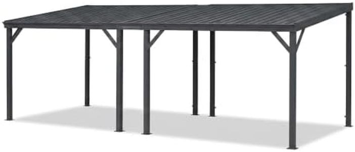 PURPLE LEAF 10' x 27' Expandable Wall Mounted Lean to Gazebo with Steel Metal Roof Outdoor Family Gatherings Outdoor Events Patio Lounge and Multi-Purpose Backyard Use