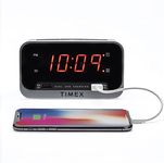 Timex Bedside Alarm Clock with Dual USB Charging, Dual Alarm, Nightlight, Snooze bar, and Battery Backup (T1300)