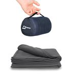 Litume Compact Fleece Travel Blanket with Stuff Sack, 70x48 Inches, Moisture Wicking and Breathable Airplane Blanket, Foldable Throw for Couch, Train, Camp, Backpacking, Traveling