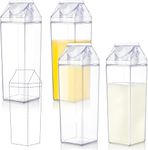 Shield Plus 500ML Milk Carton Water Bottle, Clear Plastic Milk Box Portable Leakproof Square Juice Bottle for Outdoor Sports Travel Camping (1)