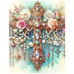 HASTHIP® DIY 5D Diamond Art Painting Kit Floral Rose Cross Art Kit Sparkling Full Diamond Art Painting Kit with Accessories and Tools 5D Diamond Wall Decor Gift DIY 5D Diamond Art, 11.8x15.7 inches