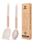 Pack of 2 Large Silicone Slotted Spatula, Non Stick Solid Spoon, High Heat Resistant BPA Free Cooking Utensils, Ideal Kitchen Cookware for Frying, Turning, Mixing, Serving, Draining, Stirring