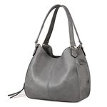 DOURR Women's Multi-pocket Shoulder Bag Fashion Cotton Canvas Handbag Tote Purse (Pencil Grey - PU Leather)