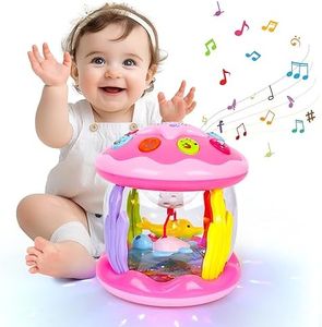 M SANMERSEN Baby Toys 6-12 Months - Babies Ocean Projector Light Up Musical Toys for 12-18 Months Crawling Learning Tummy Time 1 2 Years Old Infant Boys Girls Gifts - Pink and Purple