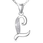 AEONSLOVE Initial Necklace Sterling Silver Letter Necklace Letter L Alphabet Personalized Pendant Jewellery with Cubic Zirconia Gifts for Women Girls