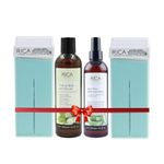 Rica Aloevera Roll On wax kit - Set of 2 refill wax,100 ML, 1 Pre wax Gel, 1 Post wax Lotion