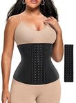 HOPLYNN Latex Waist Trainer Corset for Women with Two Triple-Row Hooks, Waist Cincher Shaper Tummy Control Pinhole Mesh Black Medium