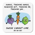 Huxters Swede Carrot Lime - Funny Birthday Coaster for Friend – gifts from women - Friendship gift – Funny Gifts for Him and Her - 9cm by 9cm