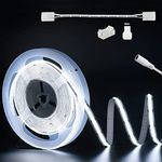 PAUTIX COB LED Strip Light Daylight White 6000K DC24V, 6M 3024LEDs CRI90+ LED Tape,Super Bright for Cabinet, Kitchen DIY Lighting Project with 8mm cob Strip Connector(Power Supply Not Included)