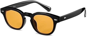 Gtand Unisex Vintage Retro Round Style Tinted Sunglasses For Men Women Fashion Circle Sun Glasses 46mm, C08 Black Frame/Orange Tinted Lens, 46mm