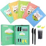 Magic Ink Practice Copybooks for Kids, Reusable Grooved Handwriting Training Workbooks for Preschools, Grooves Design Pen Control Tools, Early Childhood Education Materials (20cmX14cm, 5 Books)