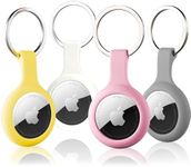 AirTags 4 Pack Apple Holder for Keychain, Lightweight Cases with 4 Cute Colors for Apple GPS Tracker, Silicone Cover for Tracker with Keyring, Soft Apple Airtag Holder