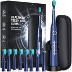 TEETHEORY Electric Toothbrush with Travel Case, Sonic Toothbrush for Adults with 8 Brush Heads for 2-Year Use, 40000 VPM Deep Clean Rechargeable Toothbrushes Last 30 Days with 5 Mode (Deepblue)