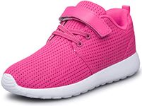 TOEDNNQI Boys Girls Sneakers Kids Lightweight Breathable Strap Athletic Running Shoes for Toddler/Little Kid/Big Kid, Redpink, 9 Toddler