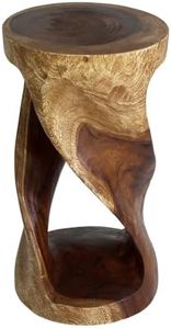 Haussmann® Round Wood Twist Accent Table 14in DIAx26in High Walnut Oil
