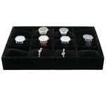 Jewelry Trays Watch Organizer Storage Display Showcase Box Chests Holder for Bracelet pendant 12 Grid Black