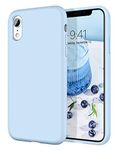 DOMAVER iPhone XR Case Liquid Silicone Slim Lightweight Smooth Soft Gel Rubber Microfiber Lining Cushion Texture Cover Protective Shockproof Phone Cases for iPhone XR – Light Blue