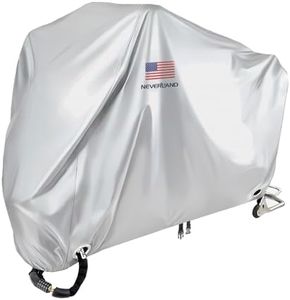 NEVERLAND Motorcycle Cover Waterproof Outdoor - Silver Heavy Duty Scooter Cover, Motorbike Cover with Refletive Logo, Lock-Hole, Bandage, Storage Bag-Protect Against Dust, Debris, Rain and Weather(L)