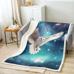 Feelyou Owl Plush Blanket 3D Animal Printed Fleece Blanket for Sofa Bed Couch White Bird Decor Sherpa Throw Blanket Nature Theme Room Decor Fuzzy Blanket Twin 60"x80"