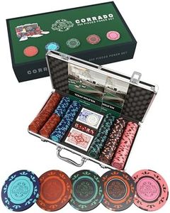 Poker Case Corrado Deluxe Poker Set con 300 fiches Clay Poker Senza valori, Istruzioni per Il Poker, Pulsante del Dealer e proiettili Carte da Poker in plastica