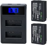 Eeyrnduy LP-E10 Battery and Dual Battery Charger for Canon EOS Rebel T7 T6 T5 T3 T100, Kiss X50 X70 EOS1100D/1200D/1300D/2000D Digital Cameras(2-Pack 1600mAh)