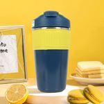 YELONA Macaroon 480 ML Double Wall Insulated Travel Coffee Tumbler Mug Sipper Thermos with 2in1 Flip Up Inbuilt Straw and Sip Lid, Leak Proof (Indigo Blue)