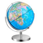 VEVOR Illuminated World Globe with Stand, 13 in/330.2 mm, Educational Earth Globe with Stable Heavy Metal Base HD Printed Map and LED Night Lighting, 720° Spinning Globe for Kids Classroom Learning