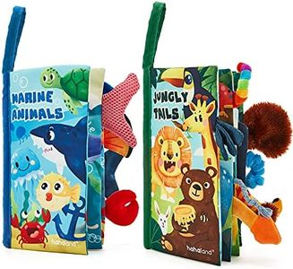 hahaland Baby Toys 0-6 Months Baby Books 2PCS, Baby Toys 6-12 Months - Soft, Crinkle, Squeaky, Sensory, Tummy Time Toys for Babies 0-12 Months - Baby Boy Gifts