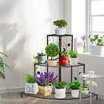 ecofynd Zen Metal Planter Stand for Living Room, Plant Stand for Balcony, Flower Pot Holder for Indoor & Outdoor, Garden Rack for Patio Plants, 3 Tier, (Black)