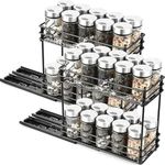 MOTYYA Spice Rack Organiser for Cabinet, 2-Tier Easy to Install Pull Out Spice Cabinet Organizers, Slide Out Seasoning Spice Racks for Kitchen Cabinets and Pantry (2 Pack)