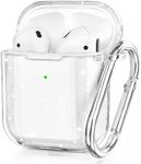 AIRSPO Airpods Case Cover, Clear Soft TPU Protective Cover Compatible with Apple AirPods 1/2 Wireless Charging Case with Keychain (Glitter White)