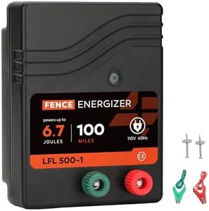 Electric Fence Charger AC Powered 100 Miles 300 Acres, 110 Volt 6.7 Joule Plug-in Electric Fence Energizer, Output Voltage Max 10.2 kV for Livestock, Preventing Predators from Intruding