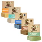 Dr. Squatch Natural Men’s Bar Soap Gift Set - Cold Process Body Soap Bar with Natural Oils - Gifts for Men -Summer Citrus, Coconut Castaway, Fresh Falls, Wood Barrel, Rainforest Rapids (142g, 5 pack)